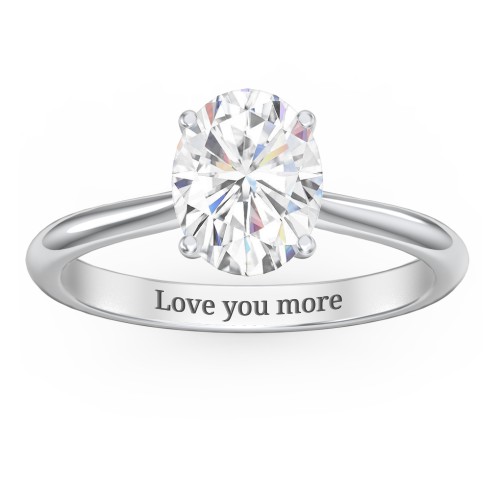 2 ct. (9x7mm) Oval Moissanite Classic Two Tone Engagement Ring – 10K White Gold with Moissanite