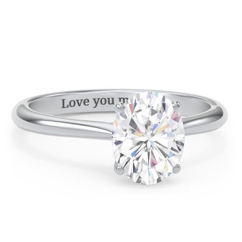 2 ct. (9x7mm) Oval Moissanite Classic Two Tone Engagement Ring – 10K White Gold with Moissanite