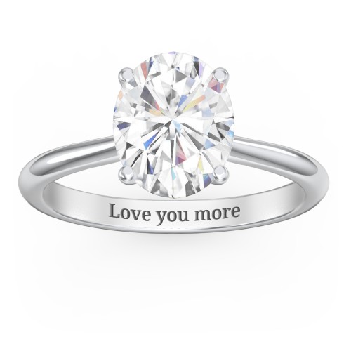 3 ct. (10x8mm) Oval Moissanite Classic Two Tone Engagement Ring – 10K White Gold with Moissanite