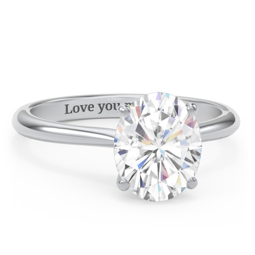 3 ct. (10x8mm) Oval Moissanite Classic Two Tone Engagement Ring – 10K White Gold with Moissanite