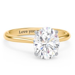 3 ct. (10x8mm) Oval Moissanite Classic Two Tone Engagement Ring in 10K Solid Yellow Gold