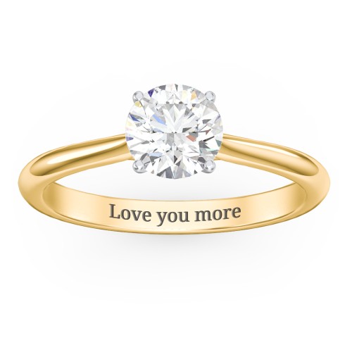 1 ct. (6.5mm) Moissanite Classic Two Tone Engagement Ring – 10K Yellow Gold with Moissanite