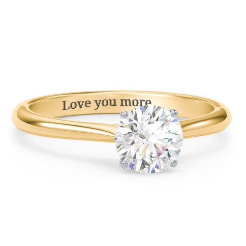 1 ct. (6.5mm) Moissanite Classic Two Tone Engagement Ring – 10K Yellow Gold with Moissanite