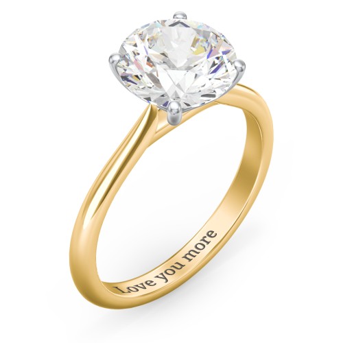 3 ct. (9mm) Moissanite Classic Two Tone Engagement Ring – 10K Yellow Gold with Moissanite