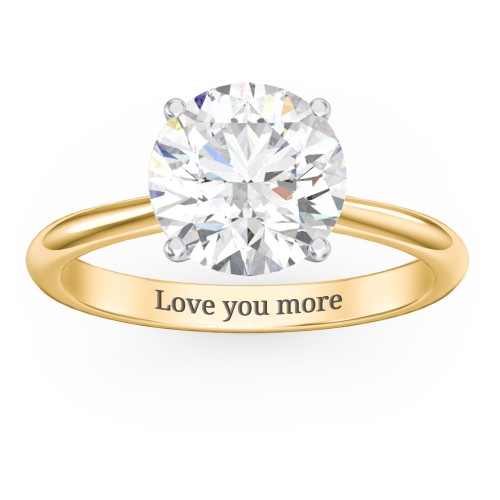 3 ct. (9mm) Moissanite Classic Two Tone Engagement Ring – 10K Yellow Gold with Moissanite