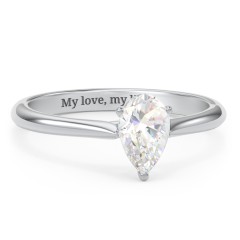 1 ct. (8x5mm) Pear Moissanite Classic Two Tone Engagement Ring – 10K White Gold with Moissanite