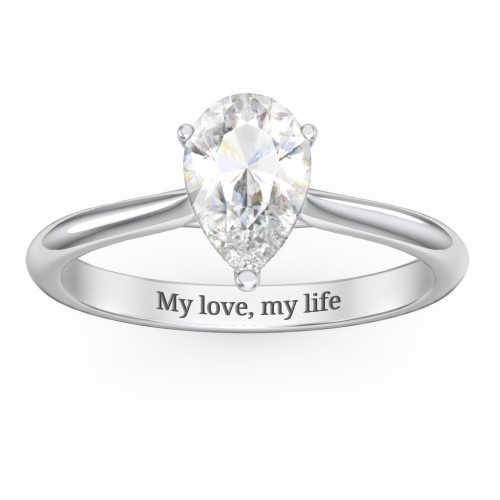 1.5 ct. (9x6mm) Pear Moissanite Classic Two Tone Engagement Ring – 10K White Gold with Moissanite