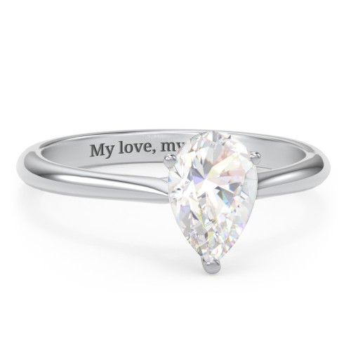 1.5 ct. (9x6mm) Pear Moissanite Classic Two Tone Engagement Ring – 10K White Gold with Moissanite