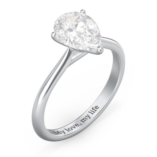 2 ct. (10x7mm) Pear Moissanite Classic Two Tone Engagement Ring – 10K White Gold with Moissanite