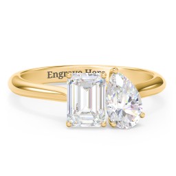 Toi et Moi Pear and Emerald Cut Moissanite Engagement Ring - 2 ctw.