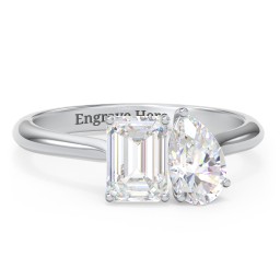 Toi et Moi Pear and Emerald Cut Moissanite Engagement Ring - 2 ctw.