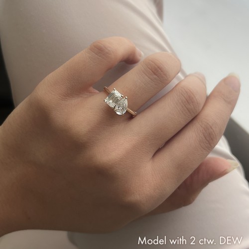 Toi et Moi Pear and Emerald Cut Moissanite Engagement Ring - 2 ctw. – 10K White Gold with Moissanite
