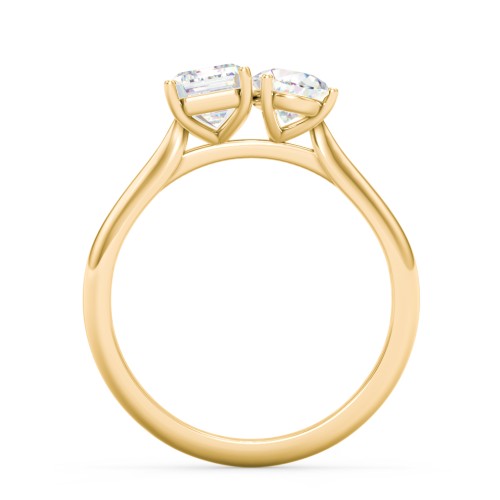 Toi et Moi Pear and Emerald Cut Moissanite Engagement Ring - 2 ctw. – 10K Yellow Gold with Moissanite