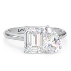 Toi et Moi Pear and Emerald Cut Moissanite Engagement Ring - 3.5 ctw. – 10K White Gold with Moissanite