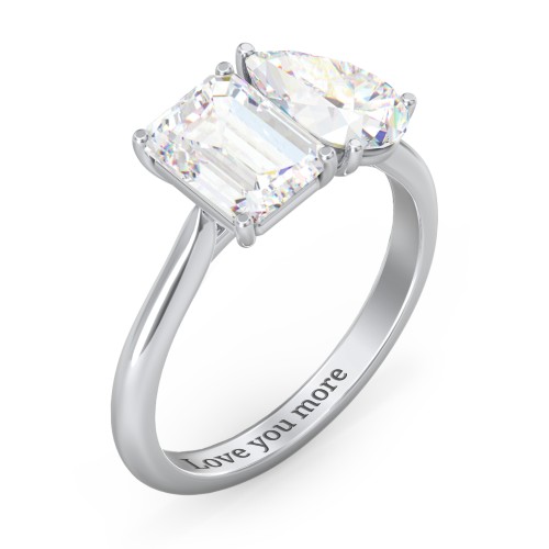 Toi et Moi Pear and Emerald Cut Moissanite Engagement Ring - 3.5 ctw. – 10K White Gold with Moissanite