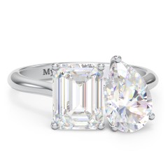 Toi et Moi Pear and Emerald Cut Moissanite Engagement Ring - 5.5 ctw. – 10K White Gold with Moissanite