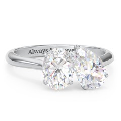 Toi et Moi Oval and Pear Moissanite Engagement Ring with Hidden Halos & Accents – 3 ctw. – 10K White Gold with Moissanite and Lab Diamond
