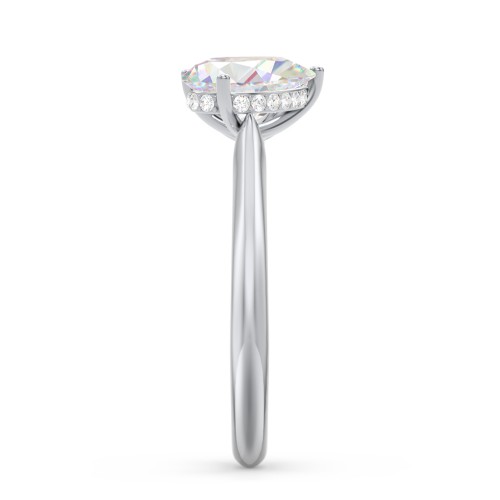 Toi et Moi Oval and Pear Moissanite Engagement Ring with Hidden Halos & Accents – 3 ctw. – 10K White Gold with Moissanite and Lab Diamond