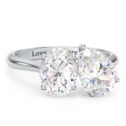 Toi et Moi Oval and Pear Moissanite Engagement Ring with Hidden Halos & Accents – 4 ctw.