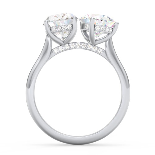 Toi et Moi Oval and Pear Moissanite Engagement Ring with Hidden Halos & Accents – 4 ctw. – 10K White Gold with Moissanite and Lab Diamond