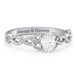 Oval Solitaire Celtic Trinity Knot Engagement Ring