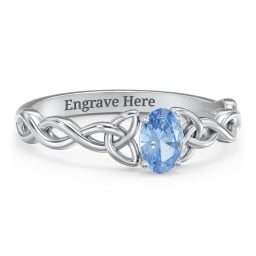Oval Solitaire Celtic Trinity Knot Engagement Ring