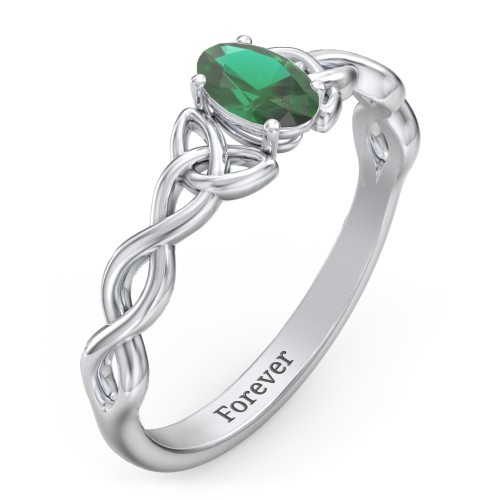 Oval Solitaire Celtic Trinity Knot Engagement Ring
