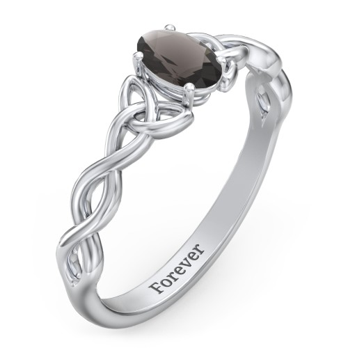 Oval Solitaire Celtic Trinity Knot Engagement Ring
