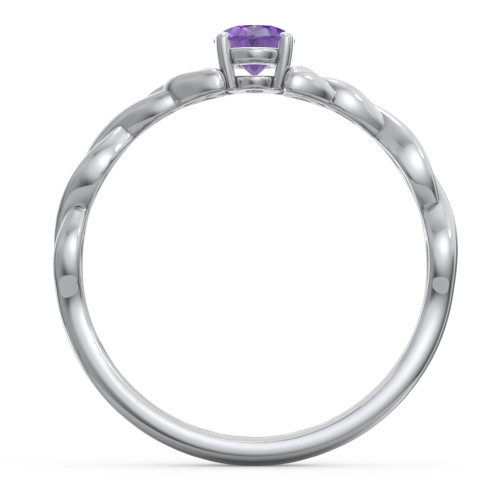 Oval Solitaire Celtic Trinity Knot Engagement Ring – Sterling Silver with Amethyst
