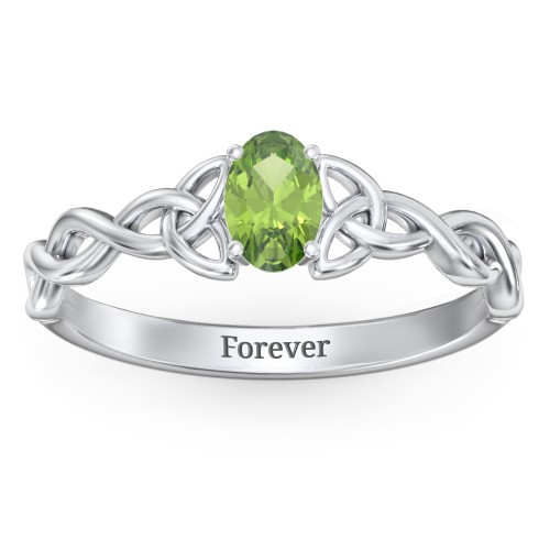 Oval Solitaire Celtic Trinity Knot Engagement Ring