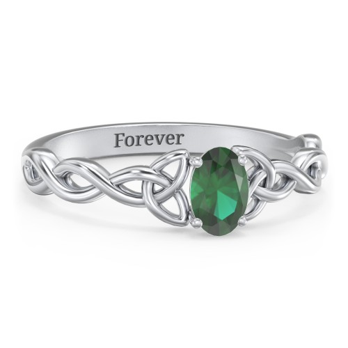 Oval Solitaire Celtic Trinity Knot Engagement Ring