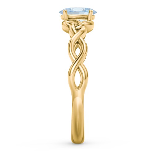 Oval Solitaire Celtic Trinity Knot Engagement Ring – 18K Gold Plated Silver with Aquamarine