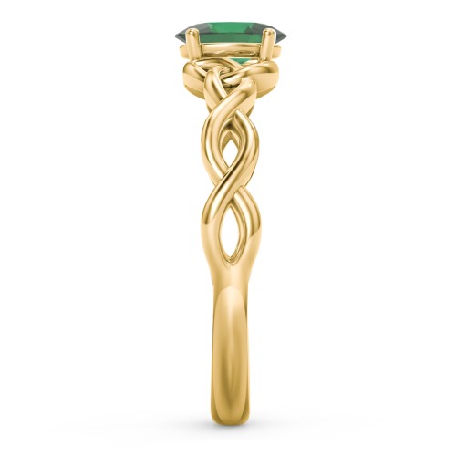 Oval Solitaire Celtic Trinity Knot Engagement Ring – 18K Gold Plated Silver with Emerald