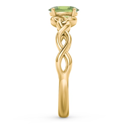 Oval Solitaire Celtic Trinity Knot Engagement Ring – 18K Gold Plated Silver with Peridot