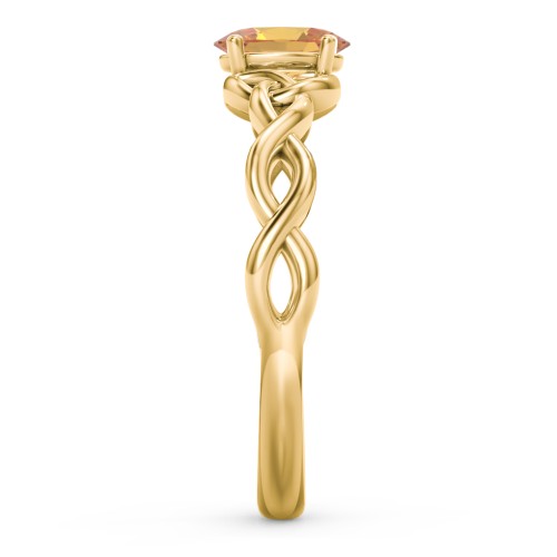 Oval Solitaire Celtic Trinity Knot Engagement Ring – 18K Gold Plated Silver with Citrine