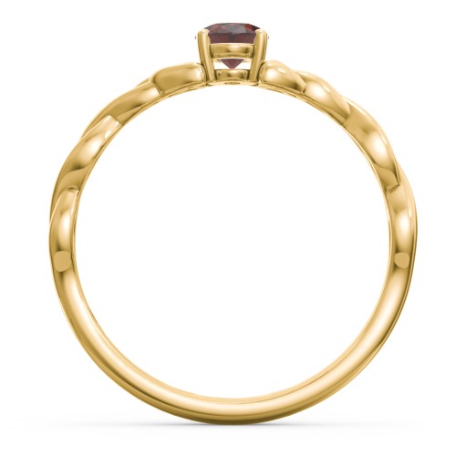 Oval Solitaire Celtic Trinity Knot Engagement Ring – 18K Gold Plated Silver with Garnet