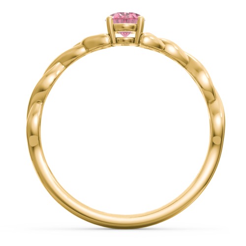 Oval Solitaire Celtic Trinity Knot Engagement Ring – 18K Gold Plated Silver with Pink Tourmaline