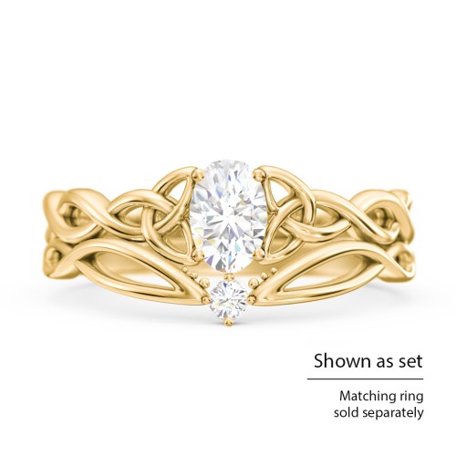 Oval Solitaire Celtic Trinity Knot Engagement Ring – 10K Rose Gold with Blue Topaz