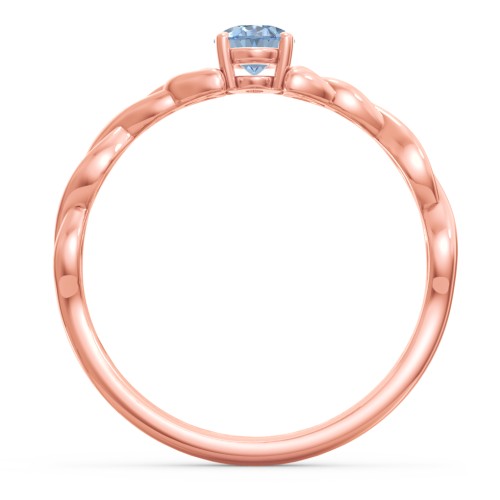 Oval Solitaire Celtic Trinity Knot Engagement Ring – 10K Rose Gold with Blue Topaz