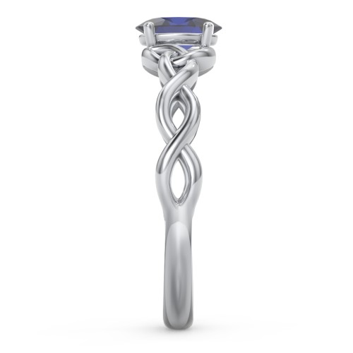 Oval Solitaire Celtic Trinity Knot Engagement Ring – Sterling Silver with Blue Sapphire