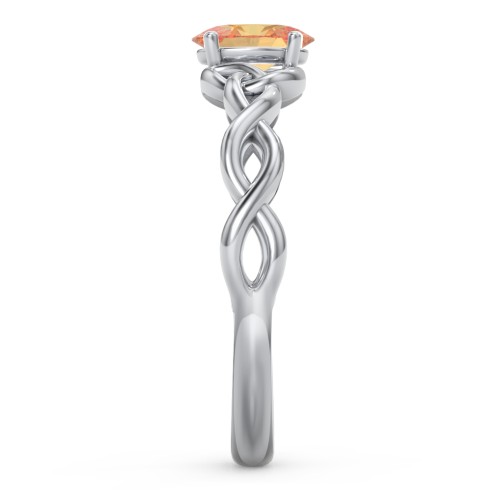 Oval Solitaire Celtic Trinity Knot Engagement Ring – Sterling Silver with Citrine