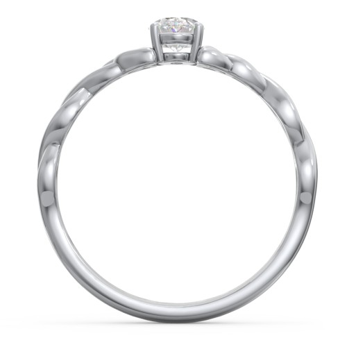 Oval Solitaire Celtic Trinity Knot Engagement Ring – Sterling Silver with Diamond