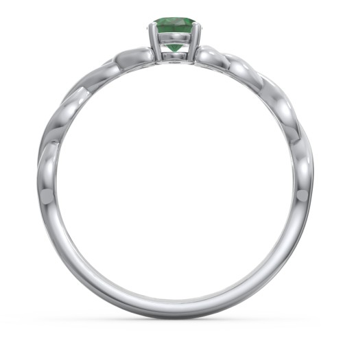 Oval Solitaire Celtic Trinity Knot Engagement Ring – Sterling Silver with Emerald