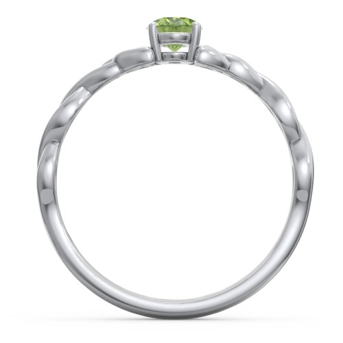 Oval Solitaire Celtic Trinity Knot Engagement Ring – Sterling Silver with Peridot
