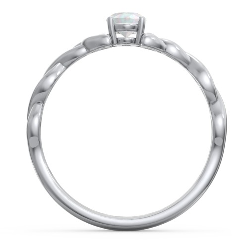 Oval Solitaire Celtic Trinity Knot Engagement Ring – Sterling Silver with Opal