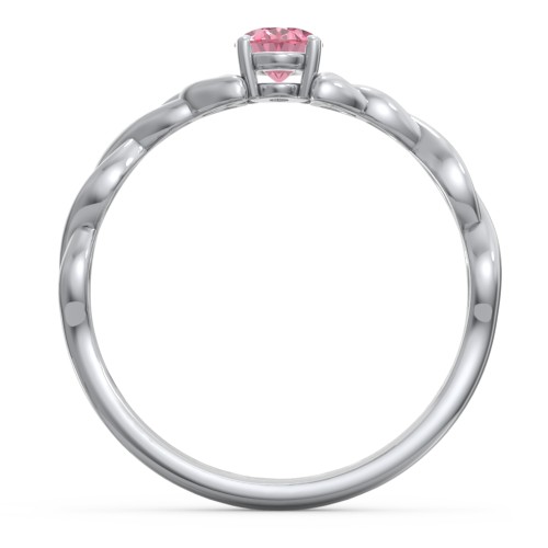Oval Solitaire Celtic Trinity Knot Engagement Ring – Sterling Silver with Pink Tourmaline