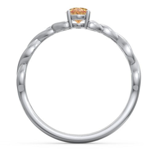Oval Solitaire Celtic Trinity Knot Engagement Ring – Sterling Silver with Citrine