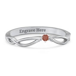 Celtic Gemstone Contour Wedding Band