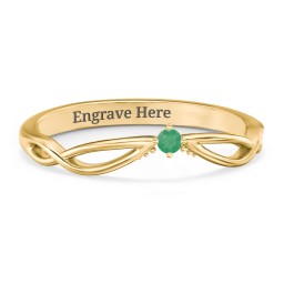 Celtic Gemstone Contour Wedding Band in 18K Gold Plated Silver with Emerald