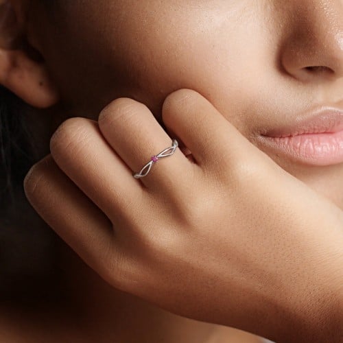 Celtic Gemstone Contour Wedding Band